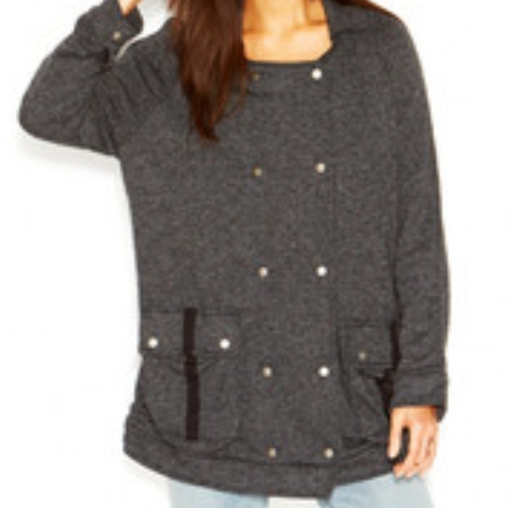 Free People Slouchy Anorak Jacket Notched Lapel Peacoat
